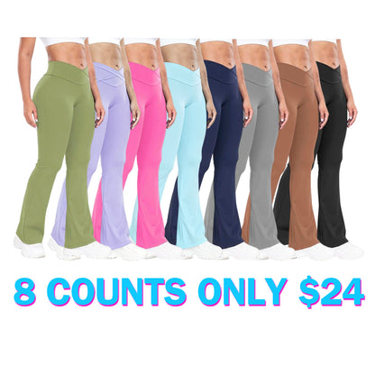 Women's Solid High Waist Flare Leg Sports Leggings