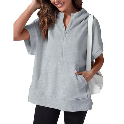 Women's Oversized Half Short Sleeve Casual Sweatshirts