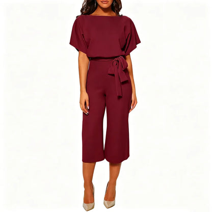 Women's Summer And Autumn Short Sleeved Jumpsuit