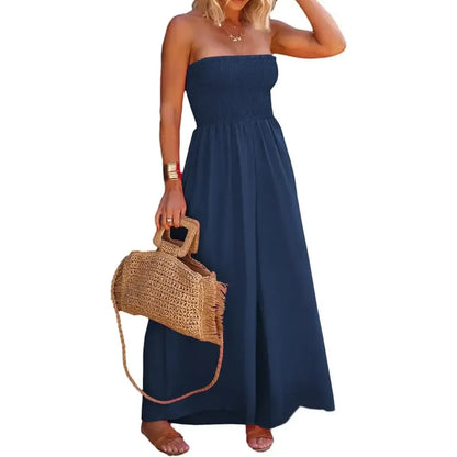 Women‘s Sleeveless Strapless Wide Leg Jumpsuits