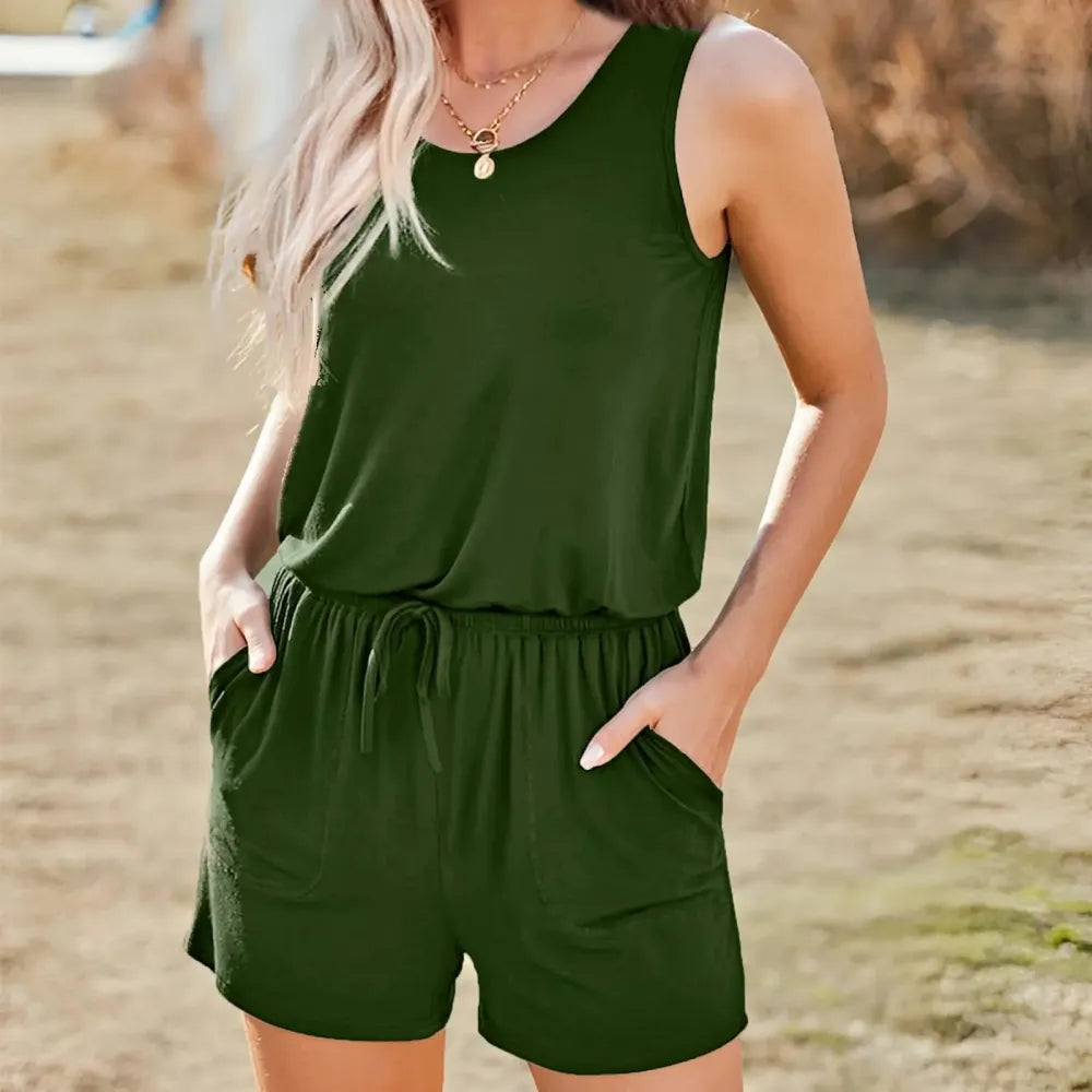 Casual Short Jumpsuit Rompers with Pockets