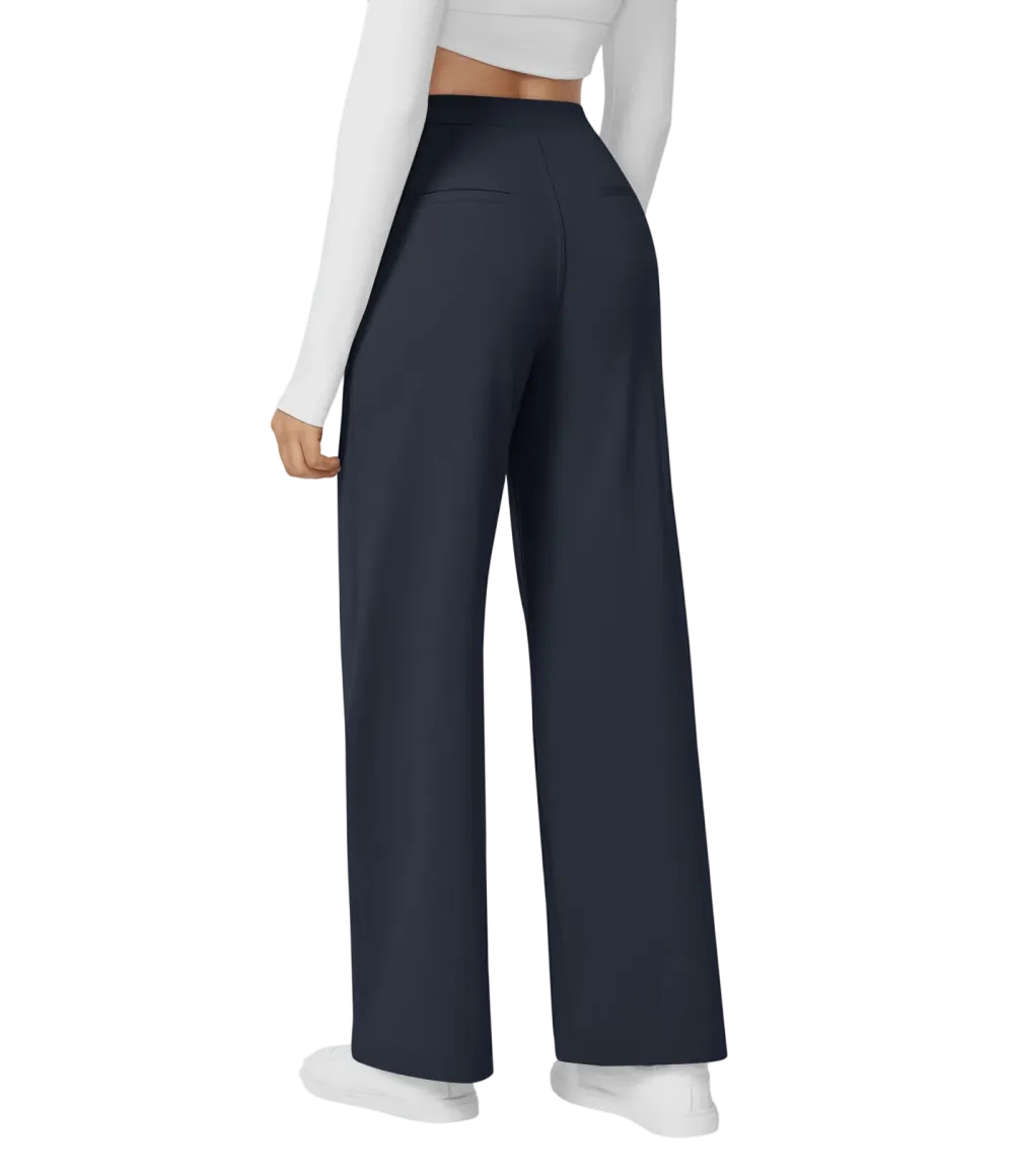 High Waisted Pocket Straight Leg Work Pants