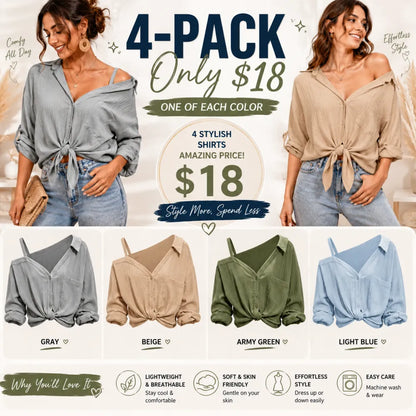 Spring Summer Asymmetric Cold Shoulder Blouse Women