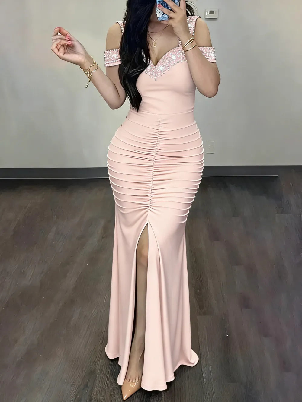 Wrapped slit dress
