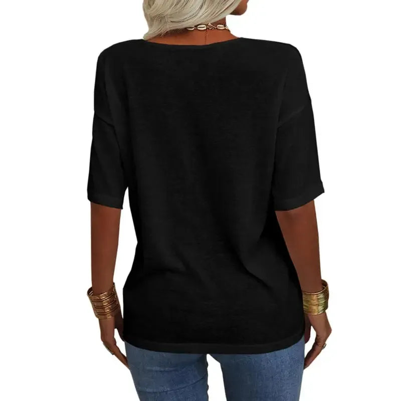 Women's 3/4 Sleeve Shirts V Neck Loose Fitting Tops
