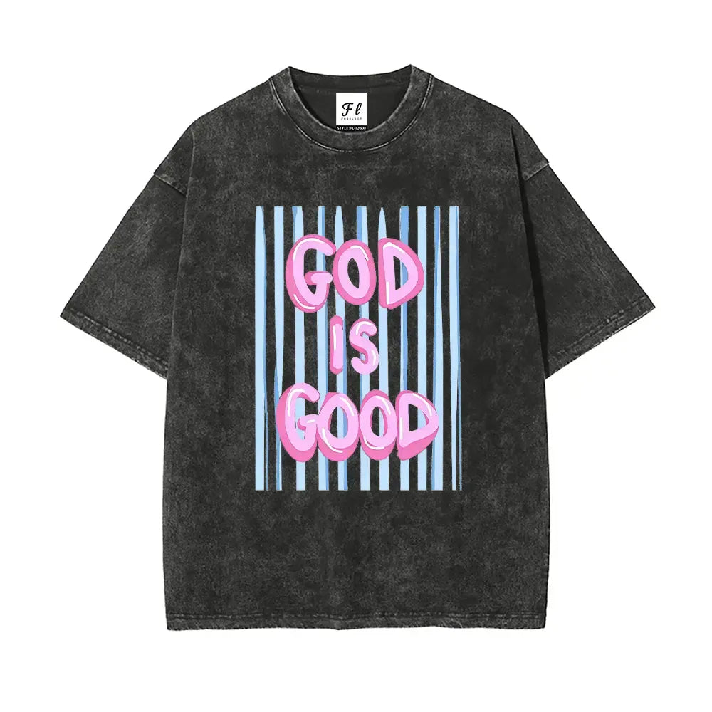 Unisex God is Good Print Washed T-Shirt
