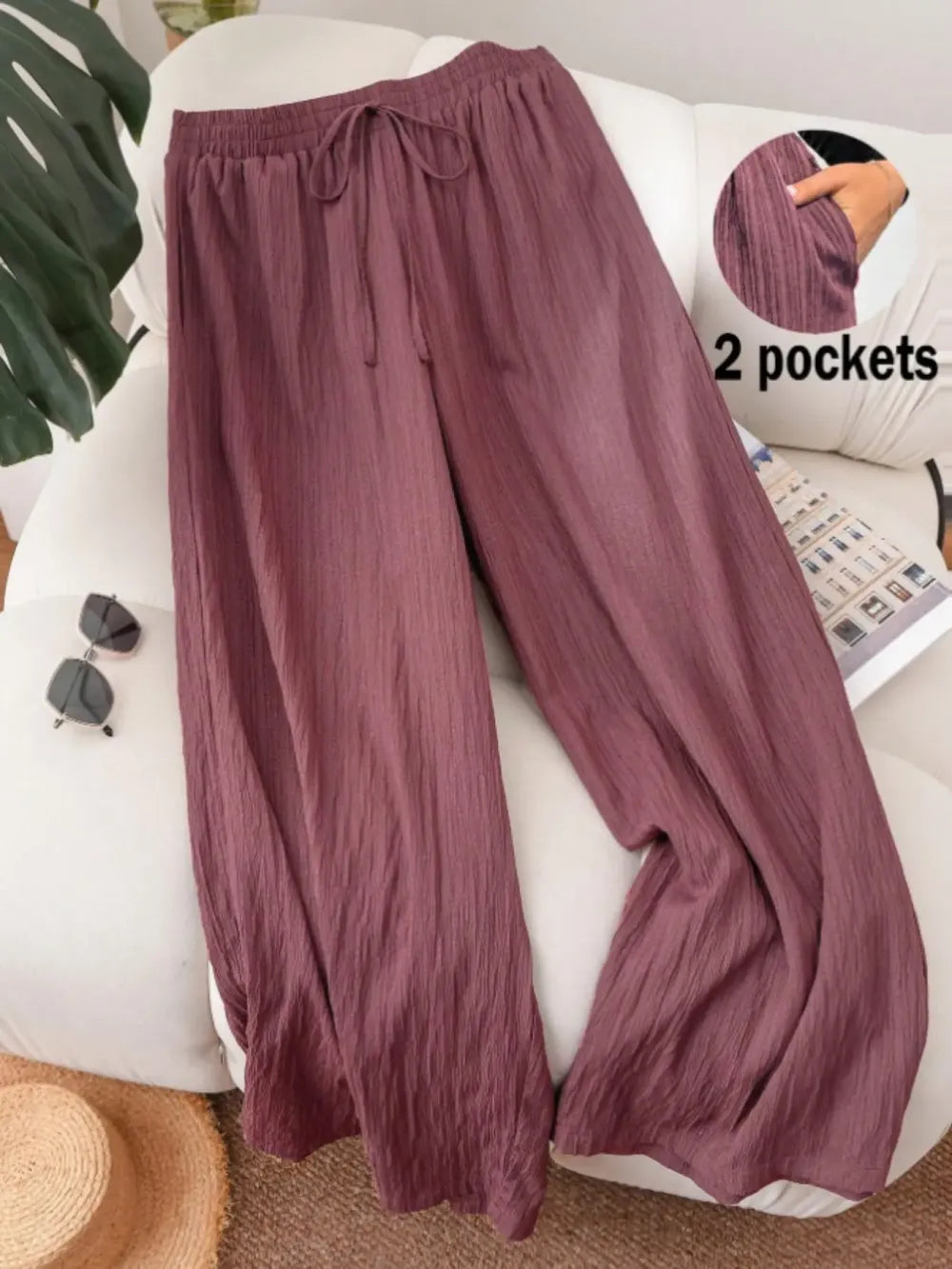 Women's Solid Color Wide Leg Pants