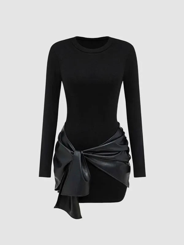 Women's Patchwork Knot Side Dress