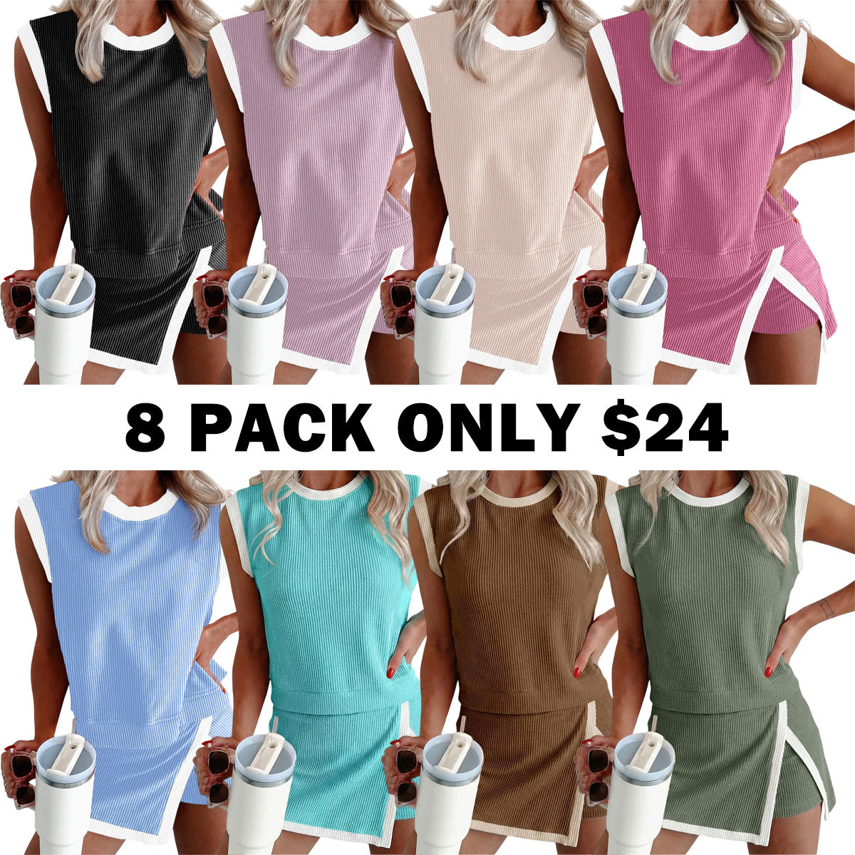 Women's Crewneck Ribbed 2-Piece Sets