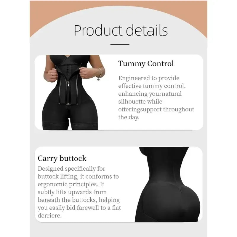 Women's Solid Color Zipper Corset Shapewear Romper