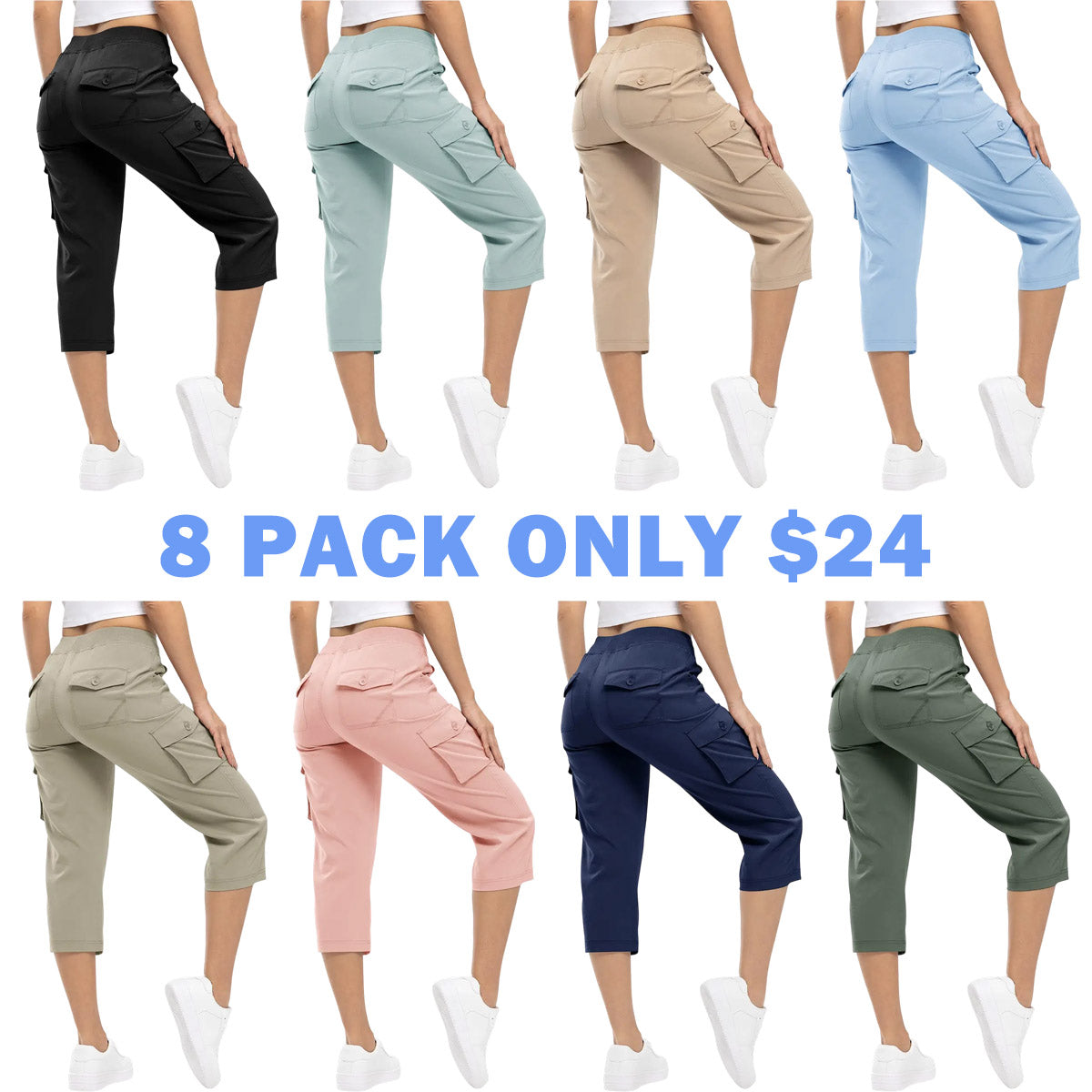 Women's Lightweight Capris Hiking Pants 6 Pockets
