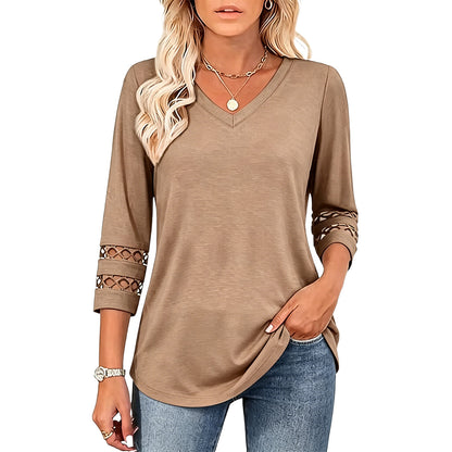 Summer Sale👗Womens 3/4 Length Sleeve Tops Trendy V Neck T Shirts