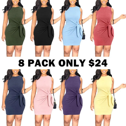 Women's Plain Knot Design Tank Dress