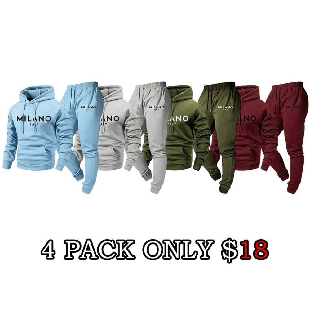 Men's Milano Printed Hoodie and Drawstring Sweatpants Set
