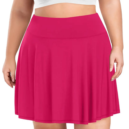 【Plus Size】 Pleated Tennis Skirt with Shorts