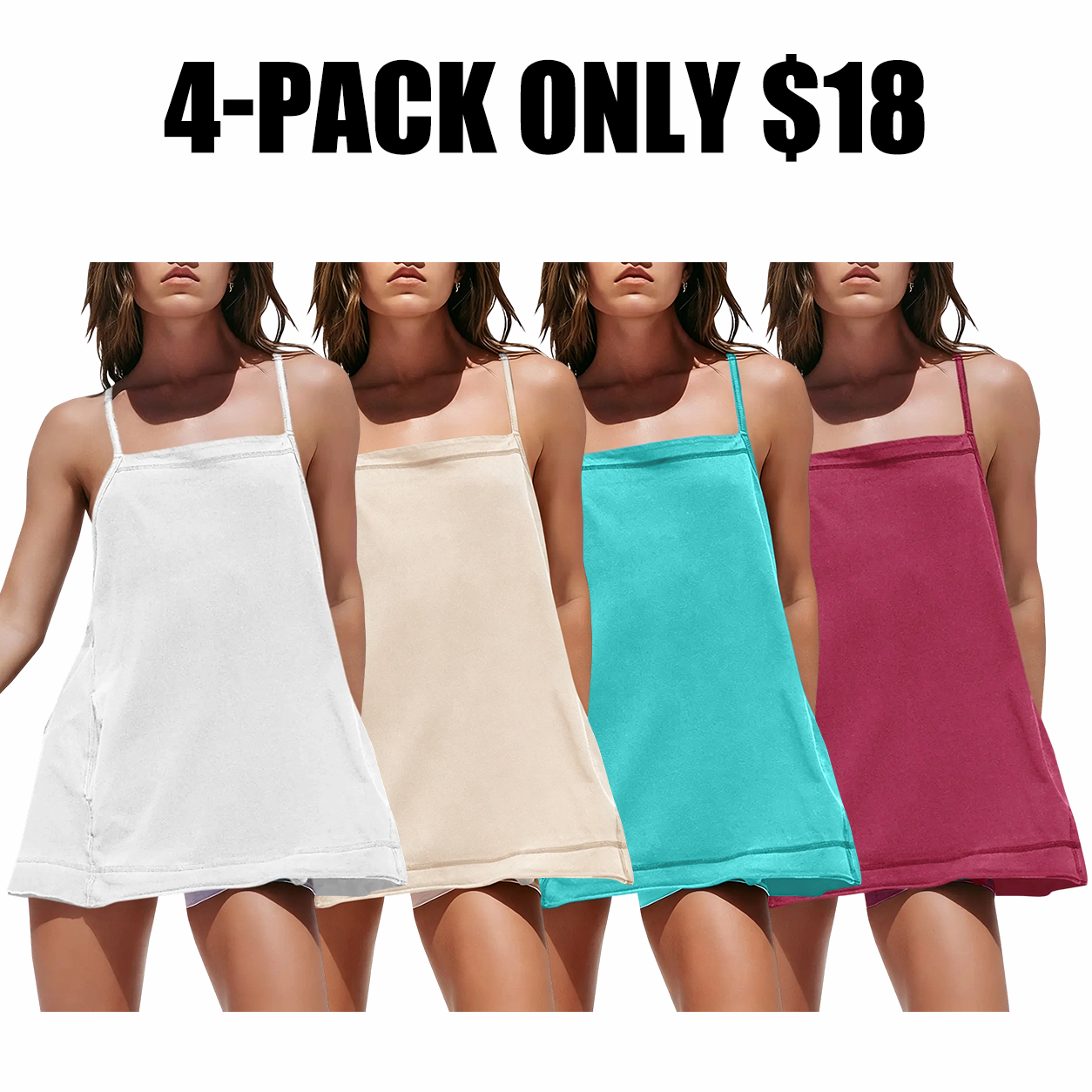 Women's Workout Tank Tops  Square Neck Tunics Loose Sleeveless Spaghetti Strap Athletic Shirts