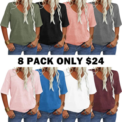 Women's 3/4 Sleeve Shirts V Neck Loose Fitting Tops