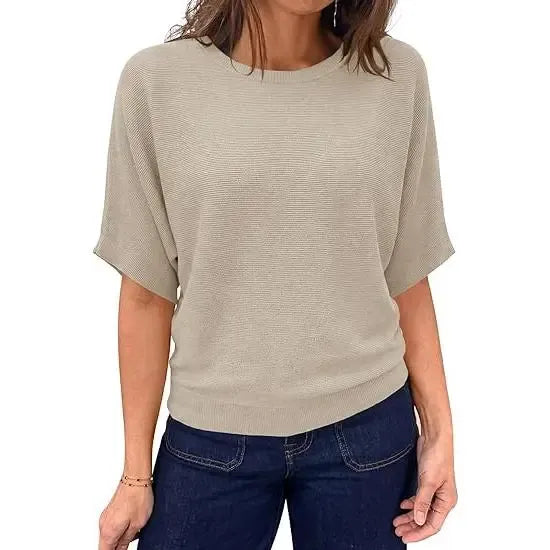 Boat Neck Lightweight Loose Fitting Knit Tops