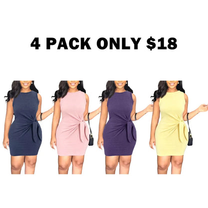 Women's Plain Knot Design Tank Dress