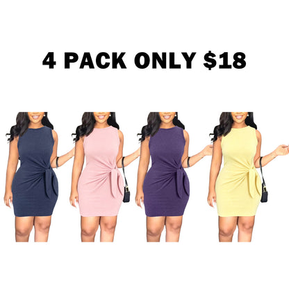 Women's Plain Knot Design Tank Dress