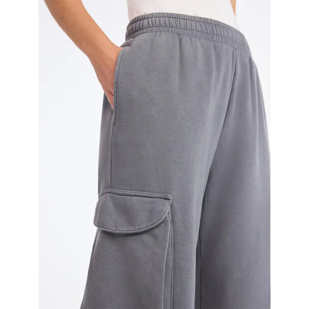 Mineral Washed Oversized Cropped Hoodie + Wide Leg Cargo Sweatpants