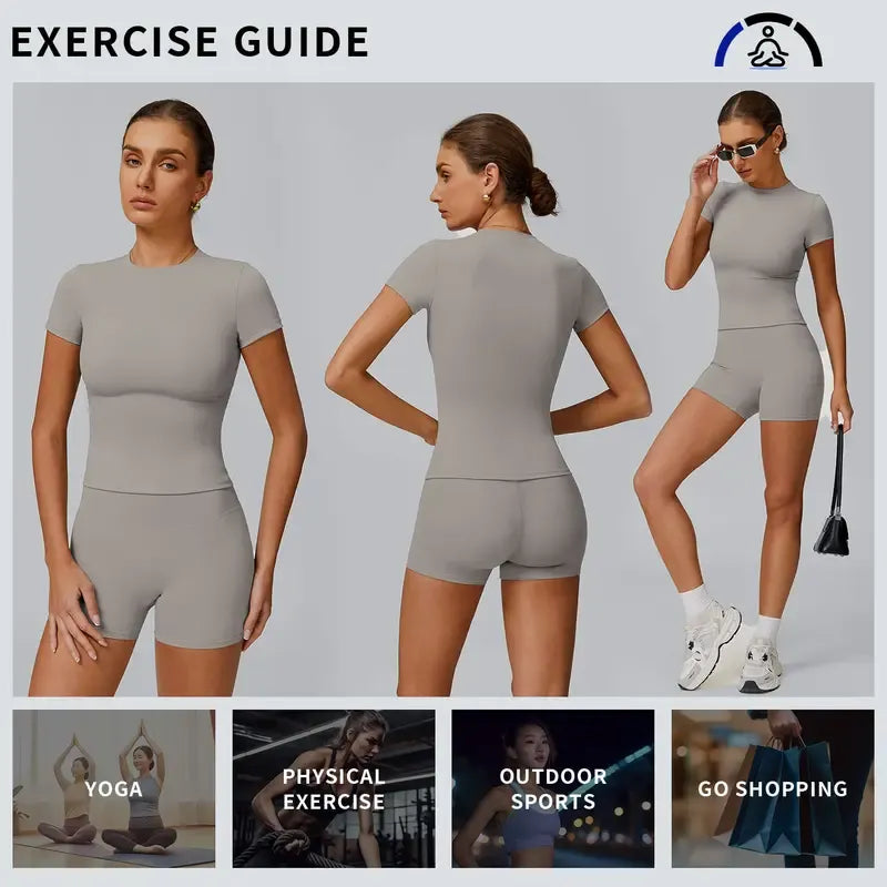 2-Piece Boat Neck Open-Back Workout Set