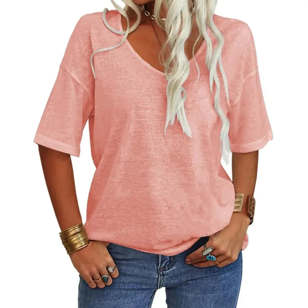 Women's 3/4 Sleeve Shirts V Neck Loose Fitting Tops