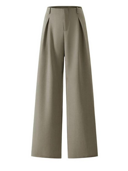 Women's Solid Color Plicated Pocket Wide Leg Pants
