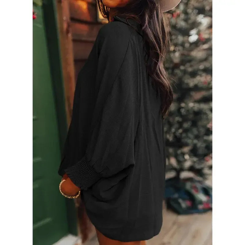 Women's V-Neck 3/4 Sleeve Oversized Tunic Tops