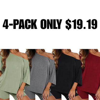 Women’s Casual Two Piece Lounge Set Off Shoulder Top & Fitted Shorts Springtok SpringStatements