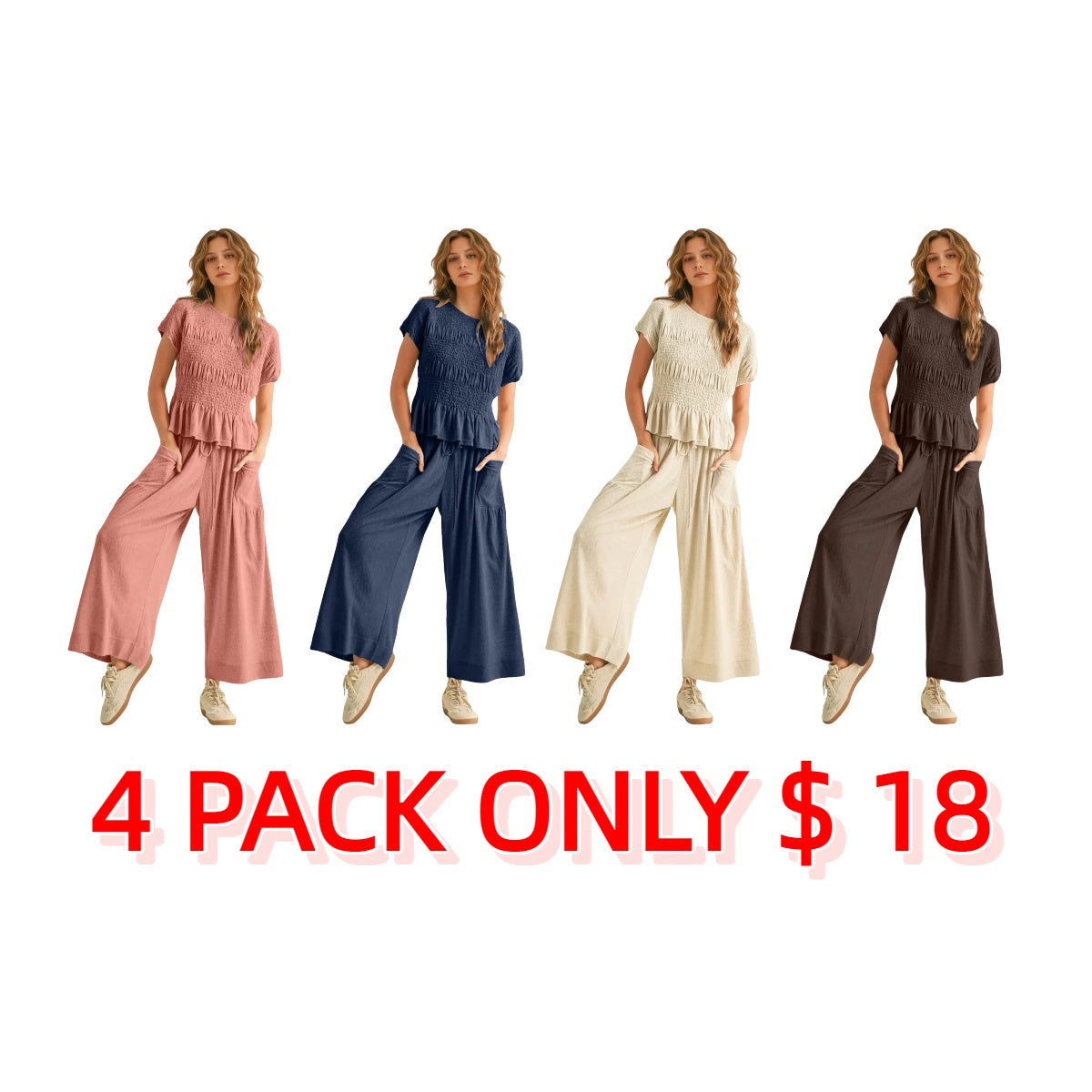 Women’s 2-Piece Smocked Top & Wide