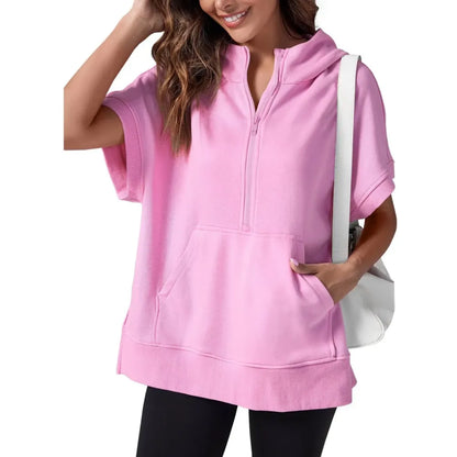 Women's Oversized Half Short Sleeve Casual Sweatshirts