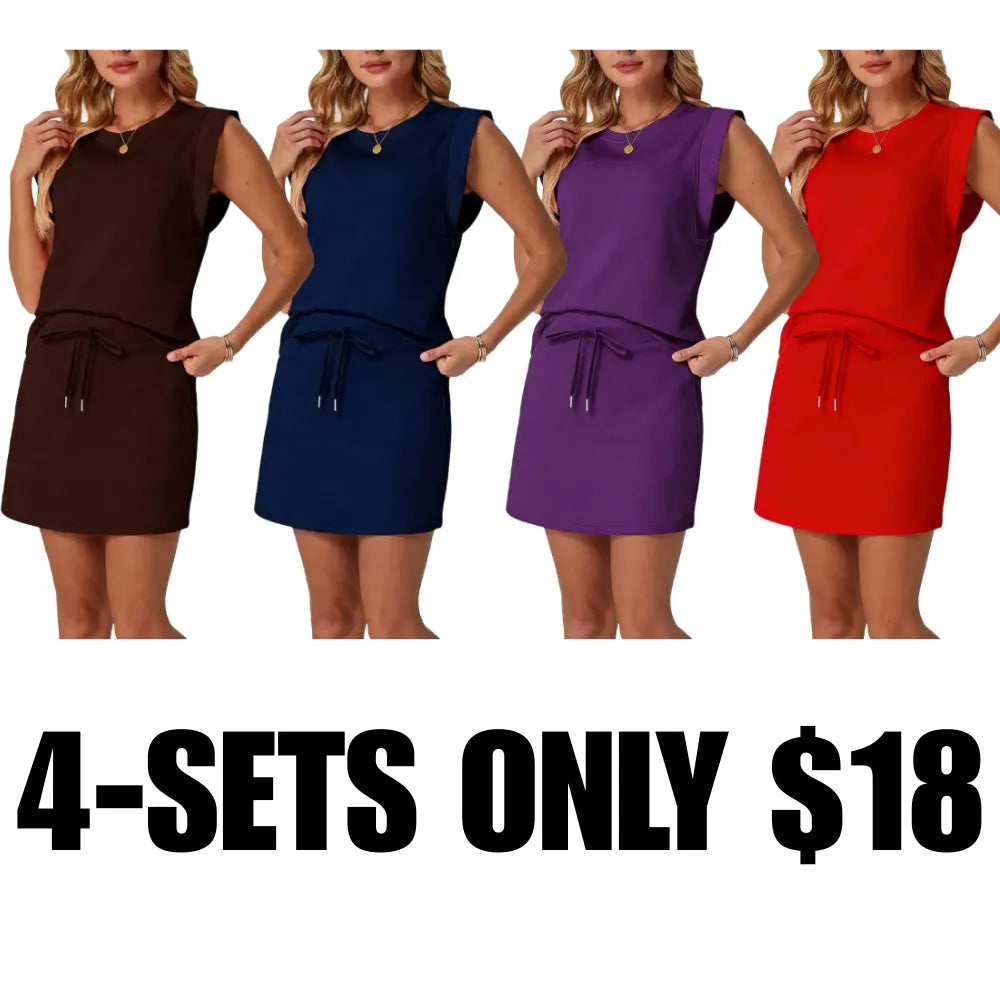 Women's Summer 2 Piece Skort Set Cap