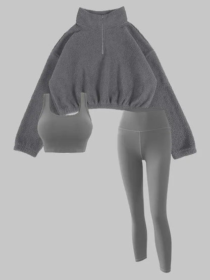 Women's Solid Thermal Lined Tracksuit Set