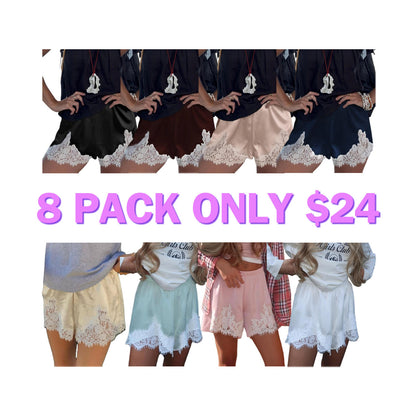 Satin Silk Shorts for Women Y2K Low Rise Lace Trim Micro Mini Shorts