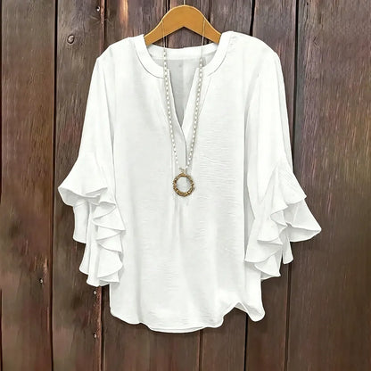 Plus Size Ruffle Sleeve V-Neck Shirt Top