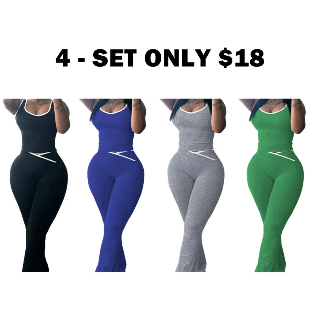Colorblock Crmon Tank &. Dlarod PanteSet