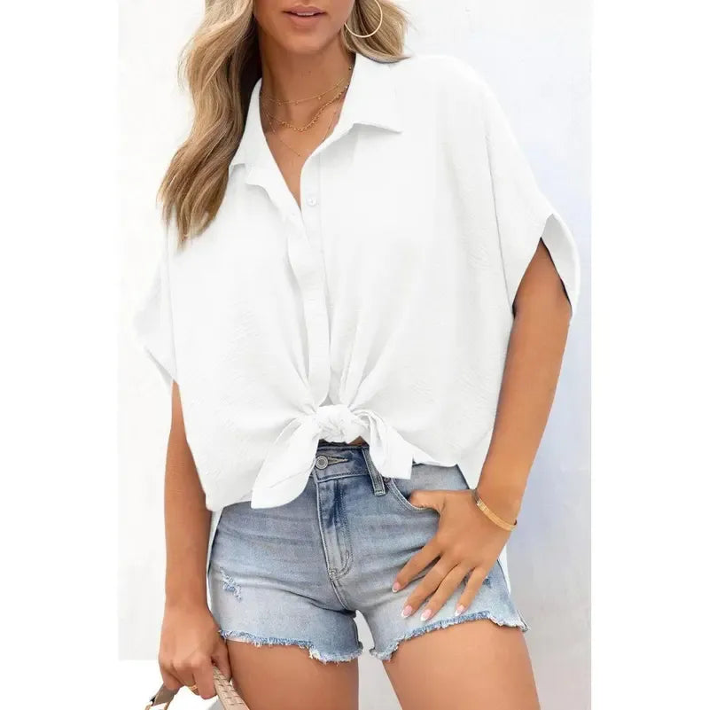 Women's Solid Short Sleeve Blouses
