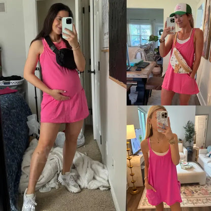 Women's Summer Sleeveless Mini Dress with Built-in Shorts