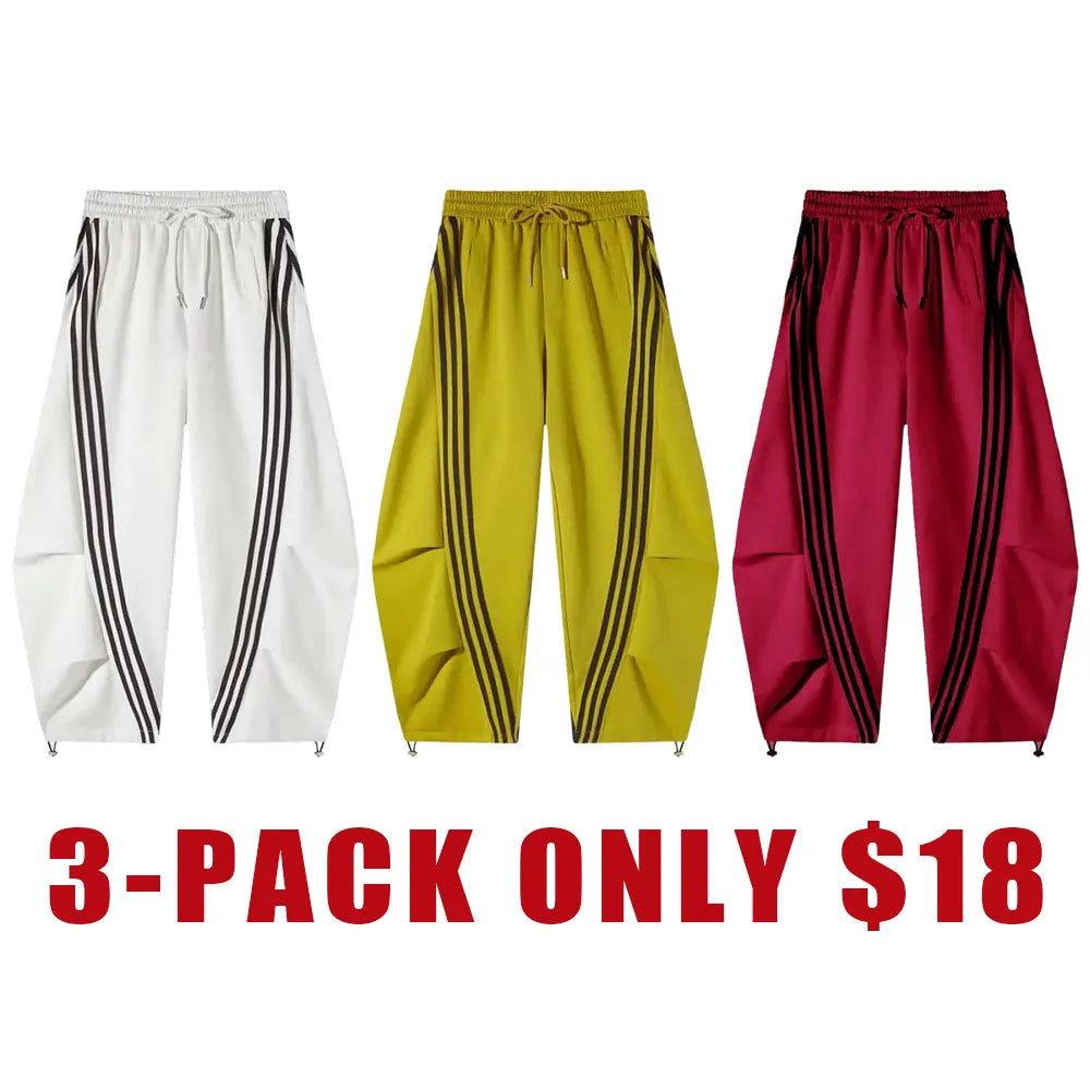 Flooo Loose Wide Leg Striped Track Pants