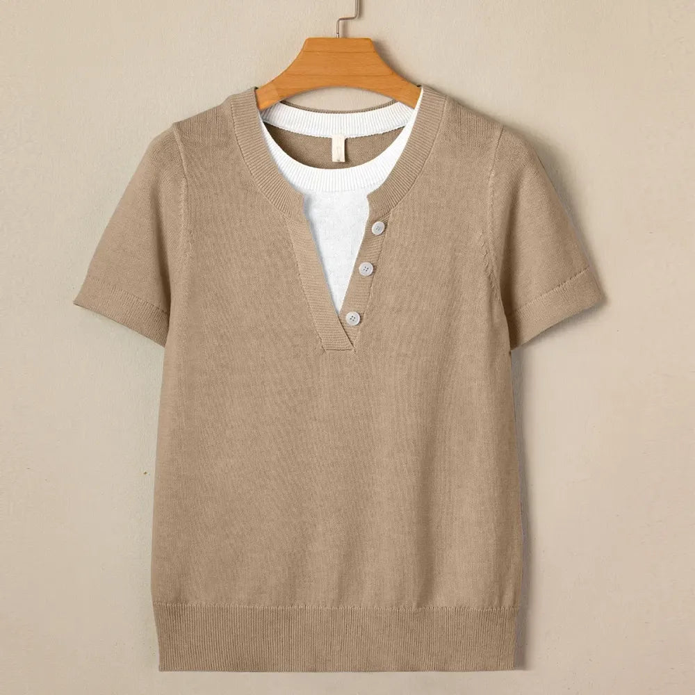 Women's Wool-Blend Casual Short Sleeve Knitwear