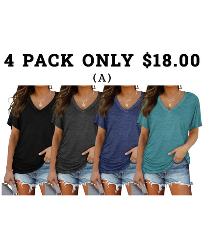 Womens Short Sleeve V Neck Dolman Tops