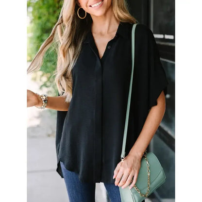 Women's Solid Short Sleeve Blouses