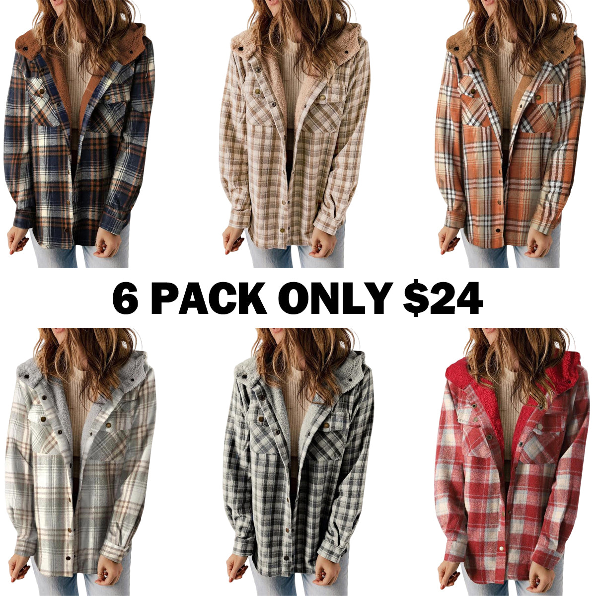 Women's Plaid / Houndstooth Print Button Front Hooded Coat