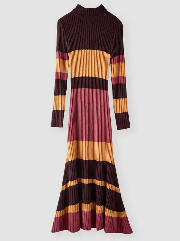 Women's Knit Dress, High Neck Long Sleeve Mermaid Tail Design