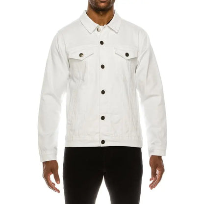 Essential Colored Denim Jacket - Classic Fit Long Sleeve Buttoned Pockets 100% Cotton Menswear Tops