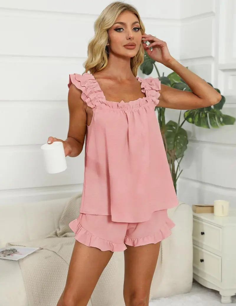 Womens Soft Tank Top and Shorts Sleepwear Set
