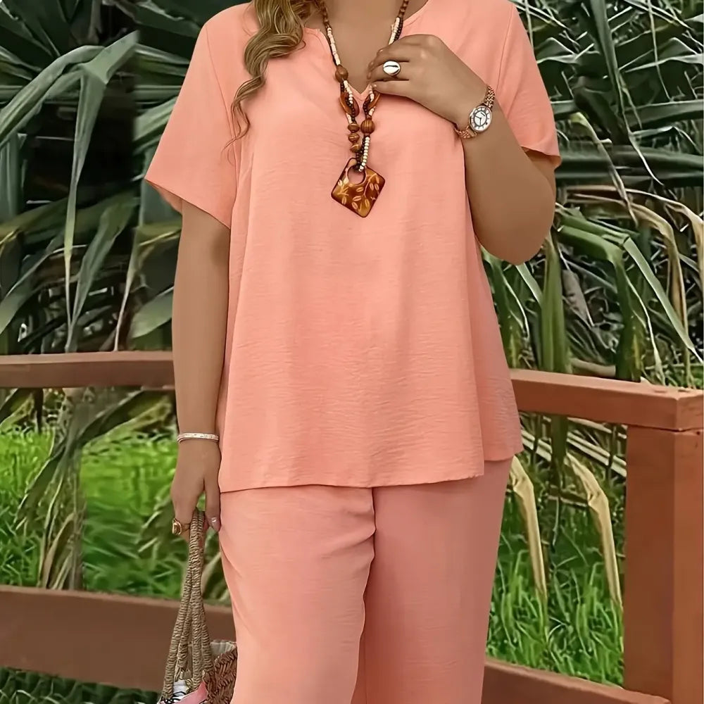 Women's Plus Size Elegant Wide Leg Pants Set