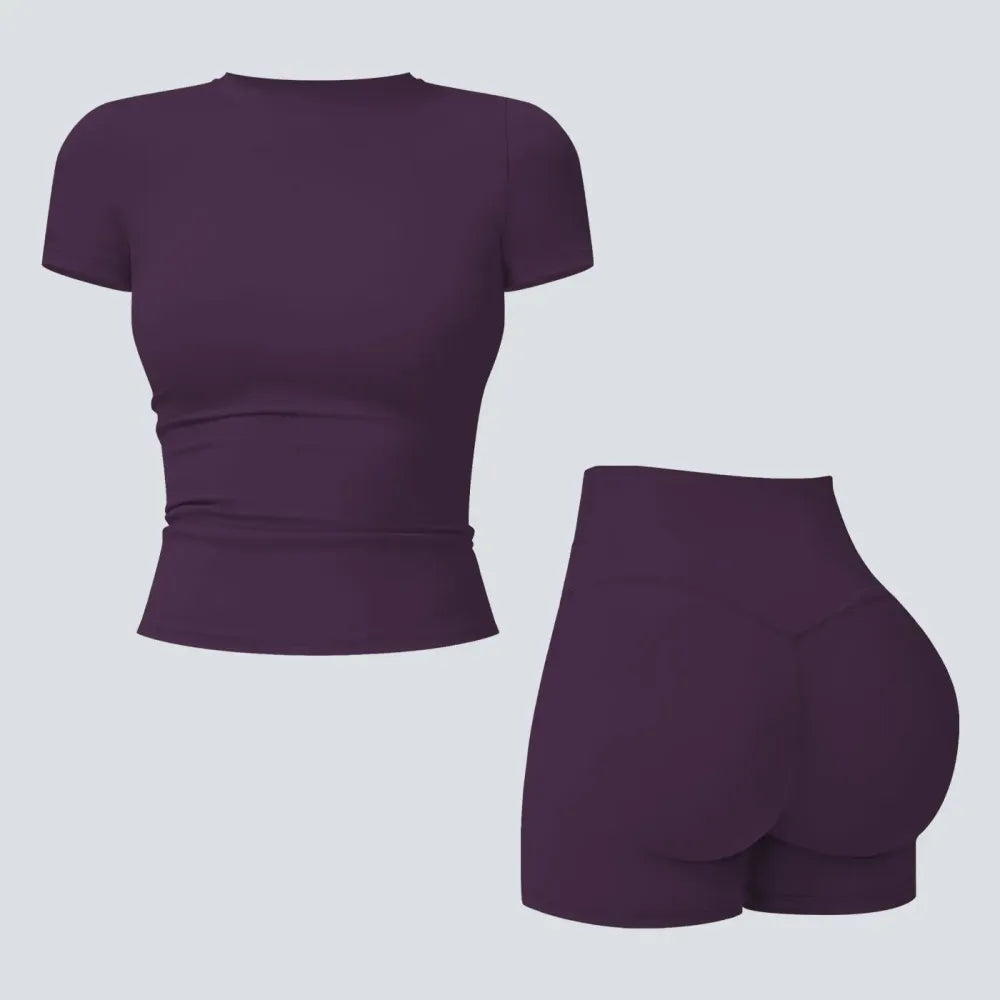 2-Piece Boat Neck Open-Back Workout Set
