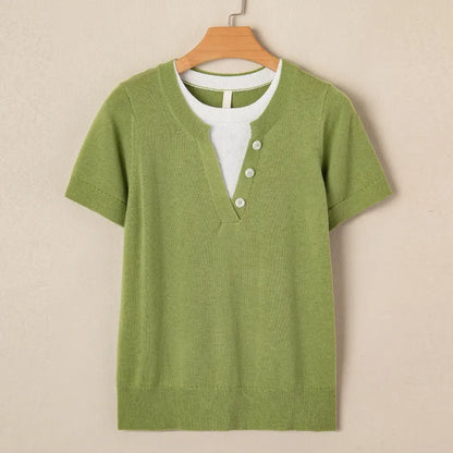 Women's Wool-Blend Casual Short Sleeve Knitwear
